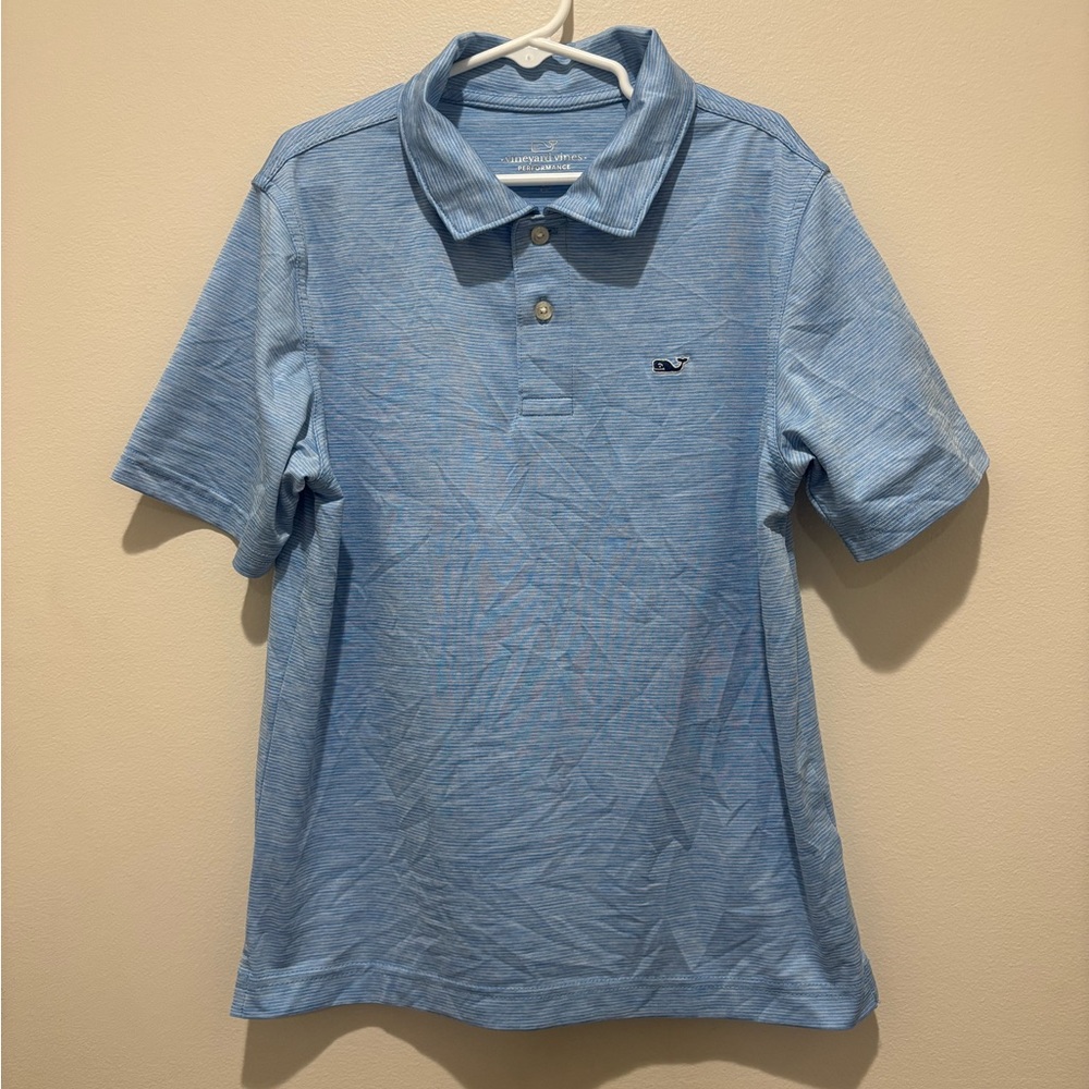 Vineyard Vines Blue White Stripes Performance Polo Boys Size Small 8-10